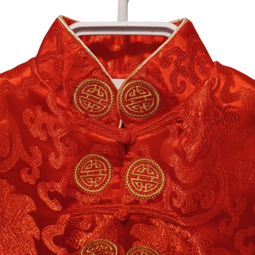 Traditional Red Silk (?) Jacket Chinese Style 6493